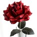 Red Leather Rose Large Third Wedding Anniversary Gift Long Stem Leather Rose Flower Valentine's Day 3rd Leather Anniversary