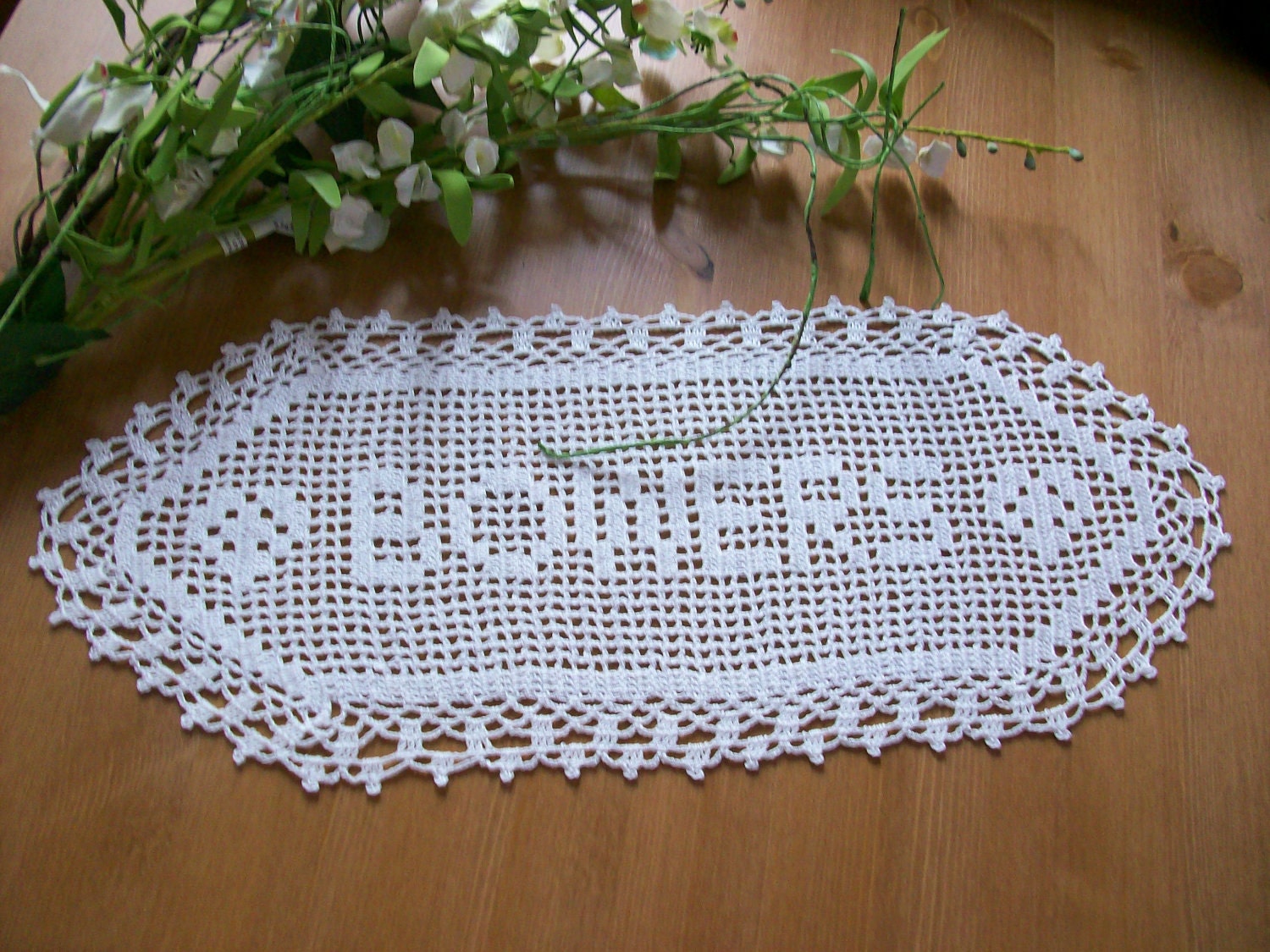 Crocheted Name Doilly.personalized doily, gift baby shower,  personalized crochet, gift for family,