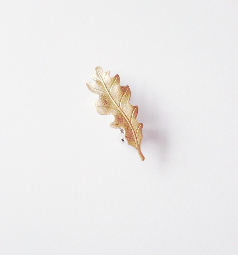 Small Leaf Barrette - Gold Leaf Hair Clip - Cute Adorable Rustic Boho Minimal Elegant Romantic Whimsical Whimsy Dreamy - Woodland Collection - dreamsbythesea