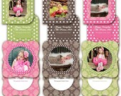Mini 3X3 Luxe Cards Baby Children Photo Card Template Photoshop PSD Files - No 385 - Cutie Happy Damask