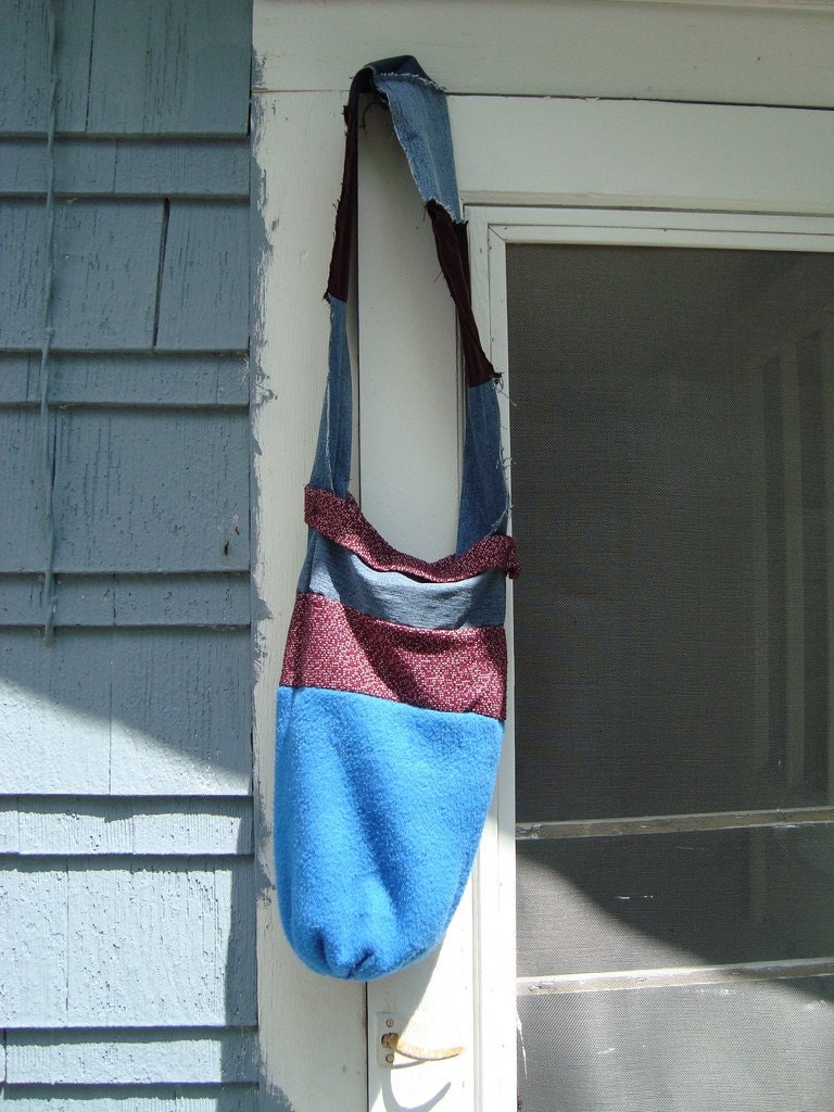 Sling Bag Upcycled Tri-Color Hippie Tube - Light Blue