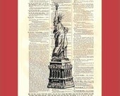 Liberty Free - Vintage Statue of Liberty - upcycled 8x10 1898 dictionary page print - BONUS - Buy 3 Prints, Get 1 More For FREE