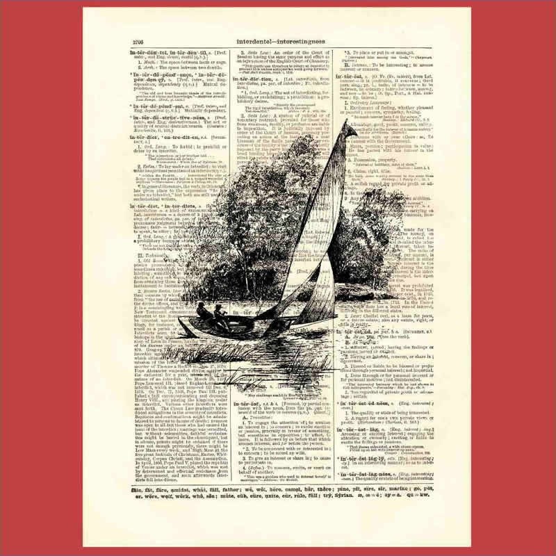 Victorian Sloop in a Stiff Breeze - upcycled 8x10 1898 dictionary page print - BONUS - Buy 3 Prints, Get 1 More For FREE