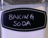 Chalkboard stickers: Medium 3 inch by 1 1/2 inch cushion shape with permanent, printed white border - 14 pieces