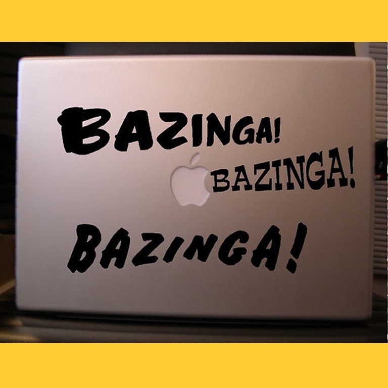 Big Bang Theory: Bazinga vinyl decal set in black or white with a collection of primary coloured balls - Free shipping to Canada and USA .