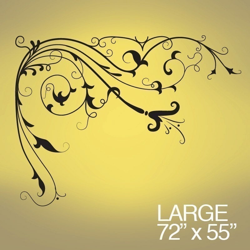 Vinyl Wall Decal Sticker Flower Vines Floral Edge Large 72x55 item 362A