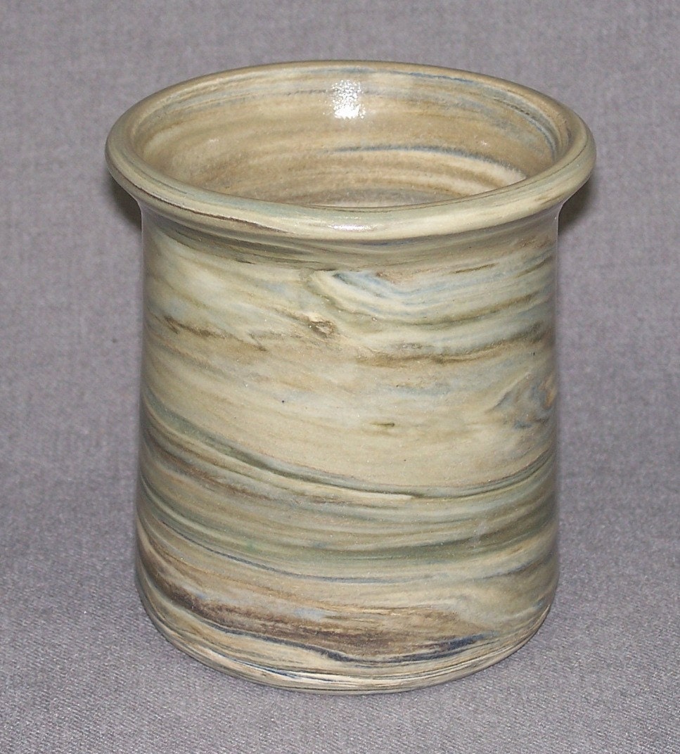 Original Hand Thrown Stoneware Utensil Pot Vase Agateware