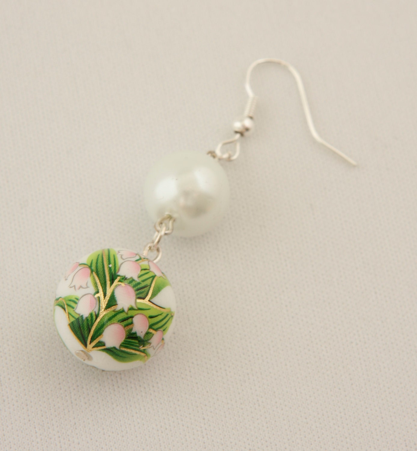 Lily of the Valley and White Pearls Earrings