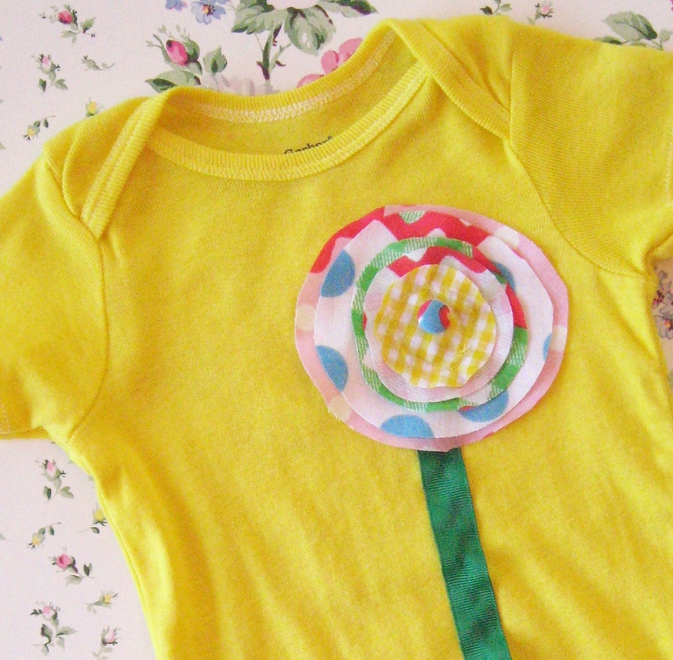 a vintage bloom sunshine yellow hand dyed onesie with vintage fabric and ribbon, 3 6 9 12 18 24 months baby girl photo spring shabby chic