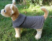 Dog Jacket -  Brown and Tan Houndstooth Wool Coat- Size XX Small- 8 to 10 Inch Back Length - Or Custom Size
