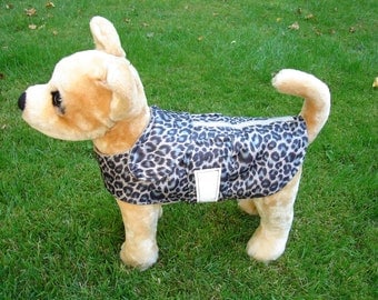Dog Jacket -  Dog Coat - Nylon Leopard Reflective Safety Raincoat- Size XX Small Dog Coat- 8 to 10 Inch Back Length - Or Custom Size