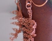Earrings - OOAK crocheted pure copper stylized modern fern leaves