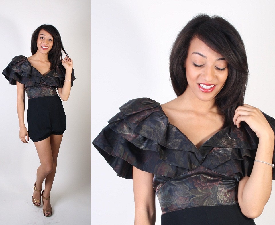 Avant Garde / Romper / Tapestry / Metallic / Floral / Onesie / Jumpsuit / Shorts / Ruffle / Bodysuit / 0945