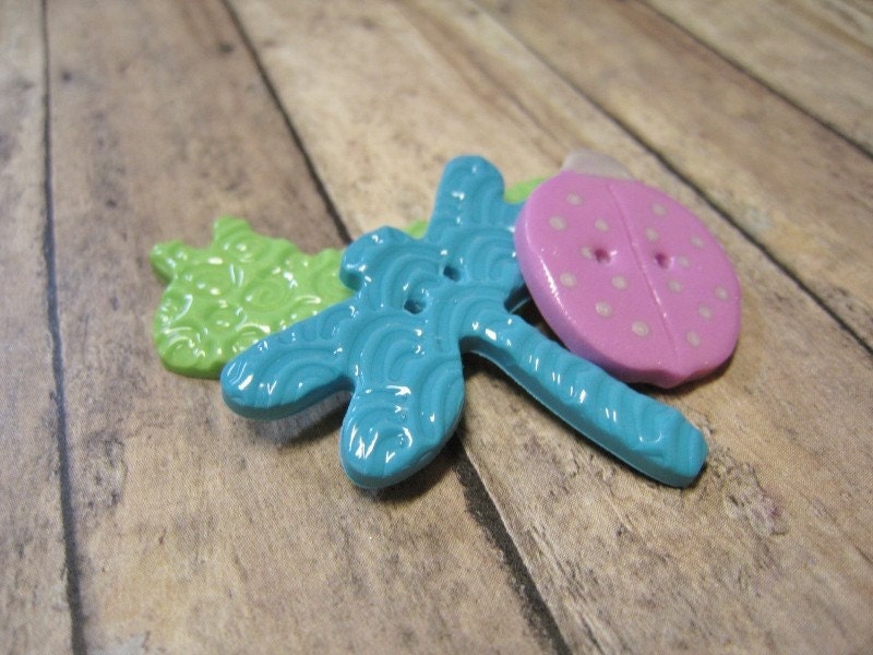 Polymer Clay Buttons Pastel Pearl Bug Buttons, set of 3