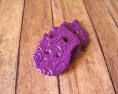 Purple polymer clay Tulip Buttons, set of 3
