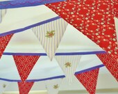 Bunting banner - Bright & Breezy in blue and red Over 6 feet long (excluding ties) with 12 flags READY TO SHIP Il_170x135