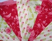 Shabby chic party bunting - Tilda in pink & green - Perfect for baby showers and weddings 12 flags READY TO SHIP Il_170x135