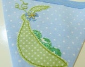 Appliqué Sweet pea bunting in blue Perfect for a baby shower or new baby gift  Nearly 5 ft long (excl. ties) with 11 flags READY TO SHIP