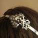 Vintage style french fleur de lis skull gothic headband--OX sterling silver plated brass,H516