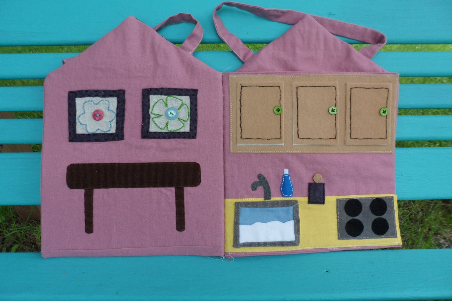 Take Along Fabric Dollhouse and Dolls - made to order