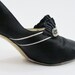 1920s Dress Shoes - Vintage 20s Shoes in Black Silk with Silver & Rhinestone Trim - Size 6 6.5