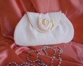 Ivory taffeta clutch- New Lower Shipping Rate