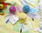 Bib and Spoon Lollipop for Baby Girl, Boy or Neutral...Bundle of 3 Lollipops....Baby Shower...Baby Gift...Reduced Price :)