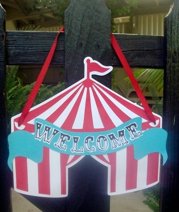 Retro Circus Birthday Party Door Sign