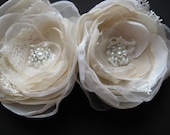 Wedding Bridal hair flower, Accessories hairpiece,vintage wedding fascinator,  Brooch/hair set 2, champagne, Ivory, beige,  Lace wedding