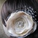 Hair clip Flower Rose Beige, Silver, Ivory, Organza, Lace, Swarovski Rhinestone, French / russian tulle, Fascinator