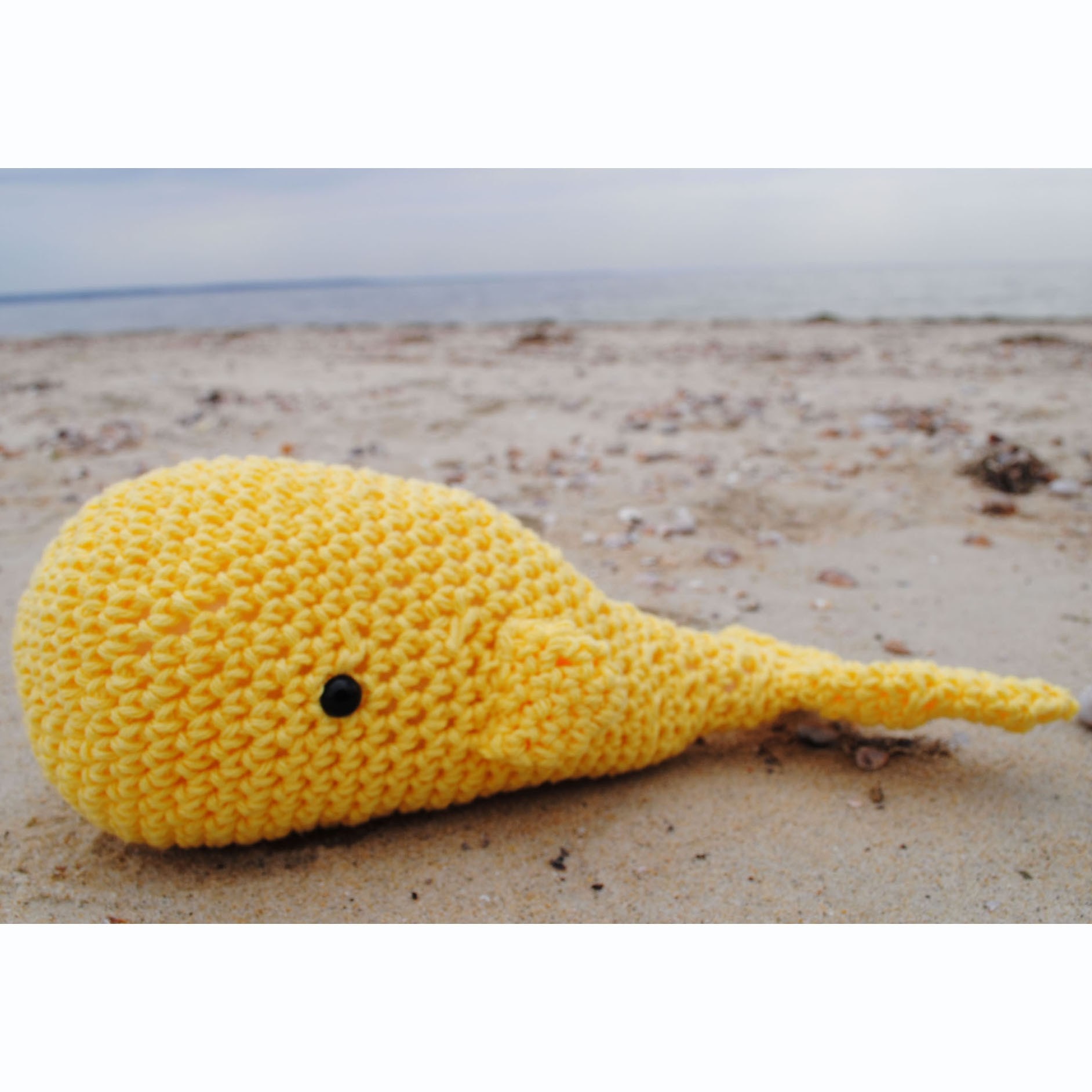 Woolie Whale Hand Crocheted Plushie - Yellow - Large