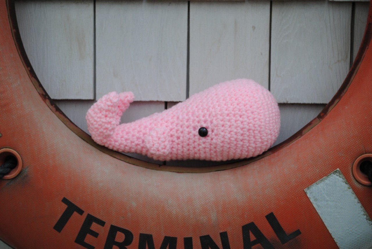 Woolie Whale Hand Crocheted Plush-Pink-Small