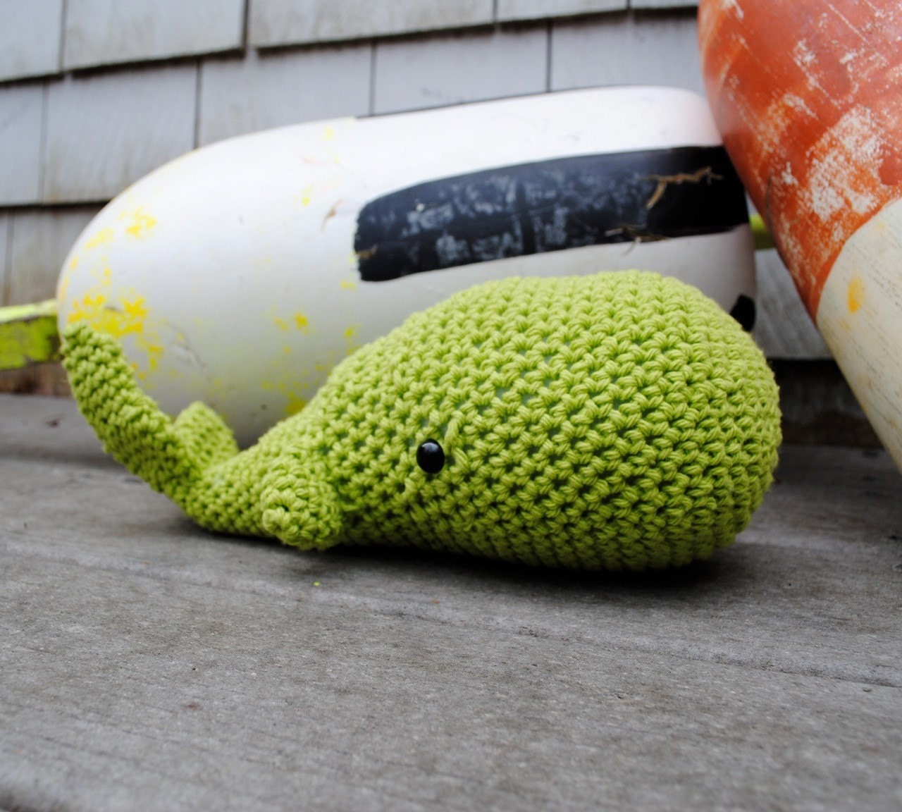 Woolie Whale Hand Crocheted Plush-Lime-Large