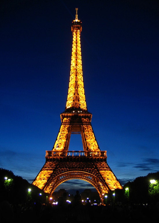 Eiffel Tower at Dusk - Paris Home Decor - French Office Decor - Glowing Eiffel Tower - Parisian Art - 5X7 Fine Art Photograph