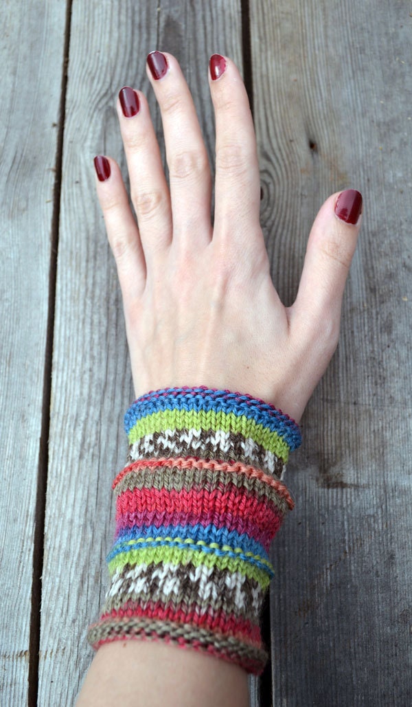 Spring Time Arm Warmers - Wool Arm Warmers - Colorful Knitted Arm Cuff's - Striped Arm Cuff  nO 2.