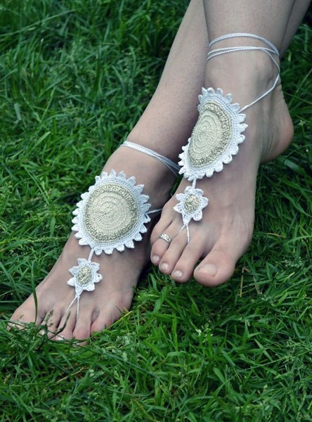 Beige Barefoot Sandals, Lace shoes,Summer, Footwear, Bridal, Weding barefoot, dance, sexy, aglow, ecofriendly  Springtime Accesories nO 3.
