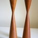Pair of Mid Century Modern Teak Scandinavian Candle Holders