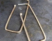 SAMPLE SALE - LAST Pair of Recycled 14k Gold Rectangular Geometric Hoop Earrings