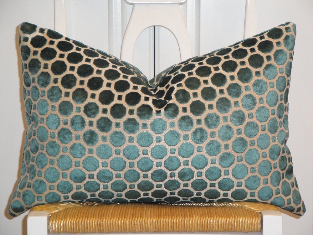 Decorative Pillow Cover - 12 x 20 or 14 x 20 - Accent Pillow - Throw Pillow - Lumbar Pillow - Turquoise - Blue - Velvet