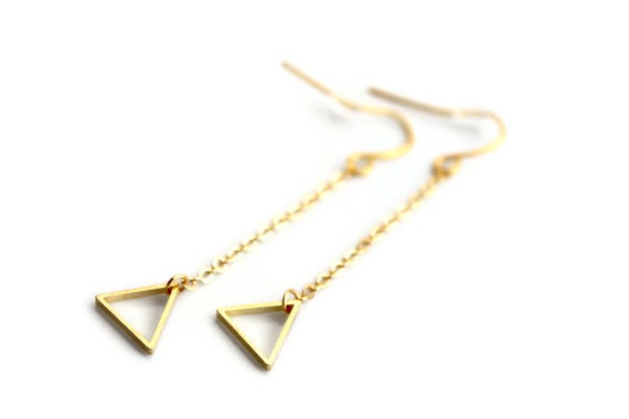 Gold Triangle Dangle Earrings