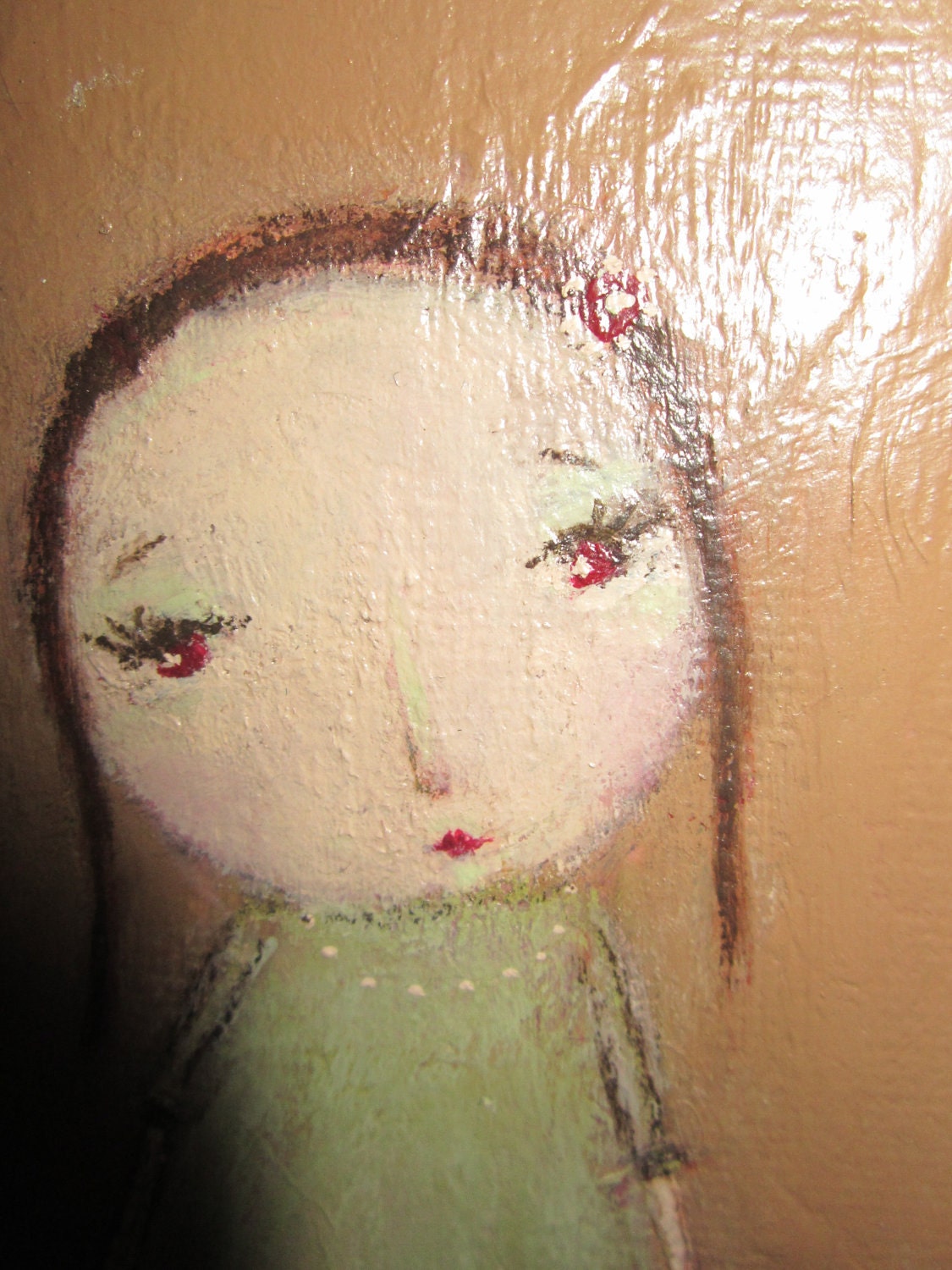Mixed Media Folk Art Painting,child,doll