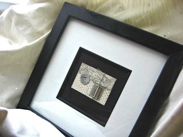Vintage -Inspired "Vision" Framed Mixed Media Art with Free U.S. Shipping