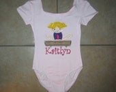 Personalized gymnastics leotard gymnast on beam - choose light pink or black leotard
