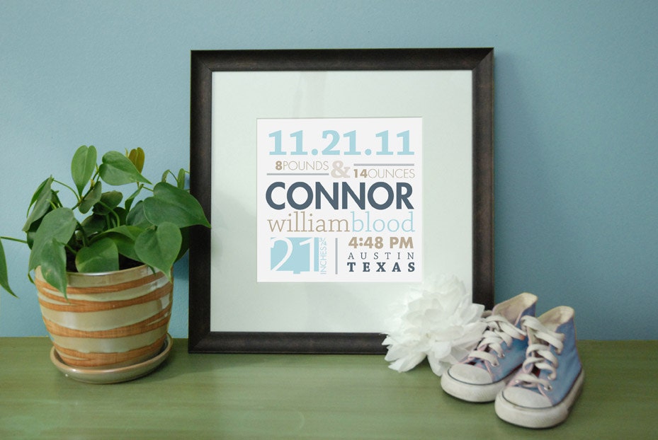 Nursery Art, Baby Stats, Birth Announcement Wall Art, Personalized