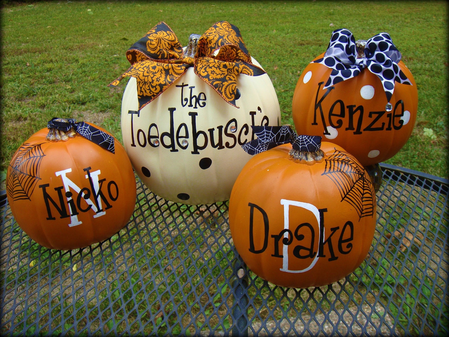 Adorable Bow PUMPKINS - Personalized with Girls Name or Monogram