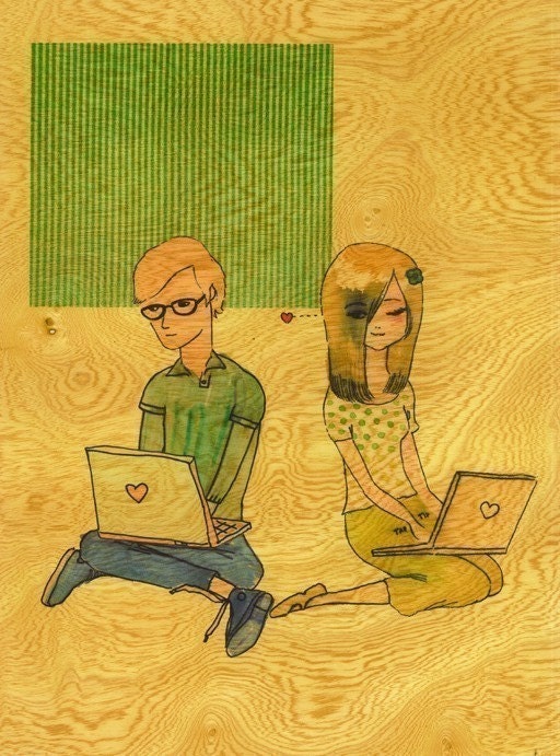 Computer Love - Ltd Edition Wood Print 8x10