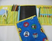 Thomas the Train Art Tote complete with chalkboard, chalk, eraser, paper pad, pencil, crayons, and colored pencils
