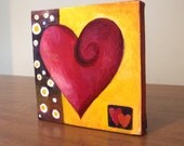 Romantic Art, MODERN ART HEART, 5x5 Oil on Canvas, Art for small spaces, great for your valentine