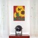 Original Painting, SUNFLOWERS on RED,18x24 Acrylic Canvas, Home Decor, Floral