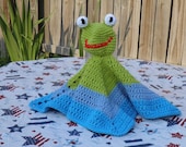 Happy Frog Lovey -- 100% Cotton Crochet Blanket Animal
